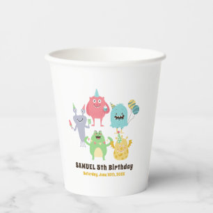 Gobelets En Papier Monster coloré thème Anniversaire de enfant fête