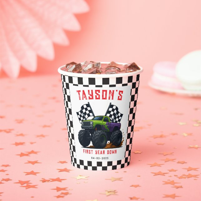 Gobelets En Papier Monster Trucks 1st Birthday Party  (Insitu)