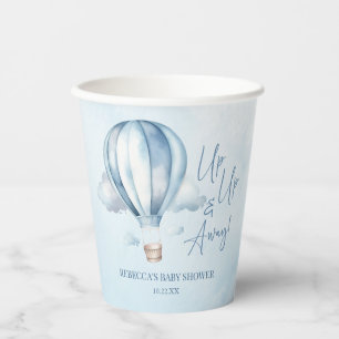 Gobelets En Papier Montez et partez ! Baby shower Blue Hot Air Balloo