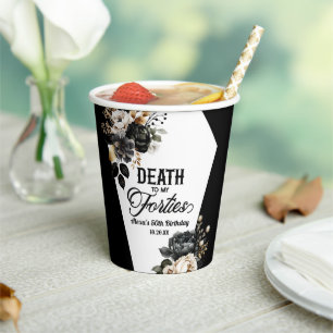 Gobelets En Papier Mort à mes quarante Floral 50e Anniversaire
