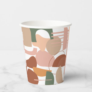 Gobelets En Papier Motif Abstrait de ton terrestre