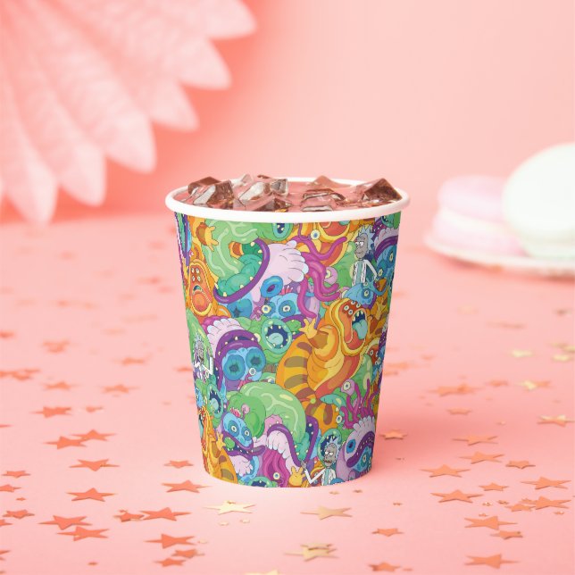 Gobelets En Papier Motif Alien du parti Rick Apocalypse (Insitu)