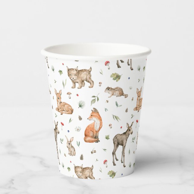 Gobelets En Papier Motif animal de bois mou (Recto)
