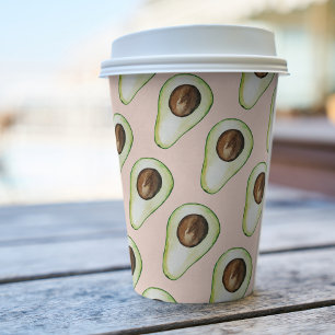 Gobelets En Papier Motif Avocado rose et vert moderne