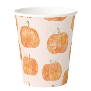 Gobelets En Papier Motif citrouille aquarelle