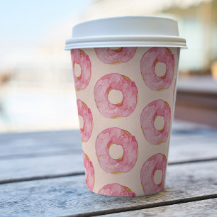 Gobelets En Papier Motif d'aquarelle rose moderne