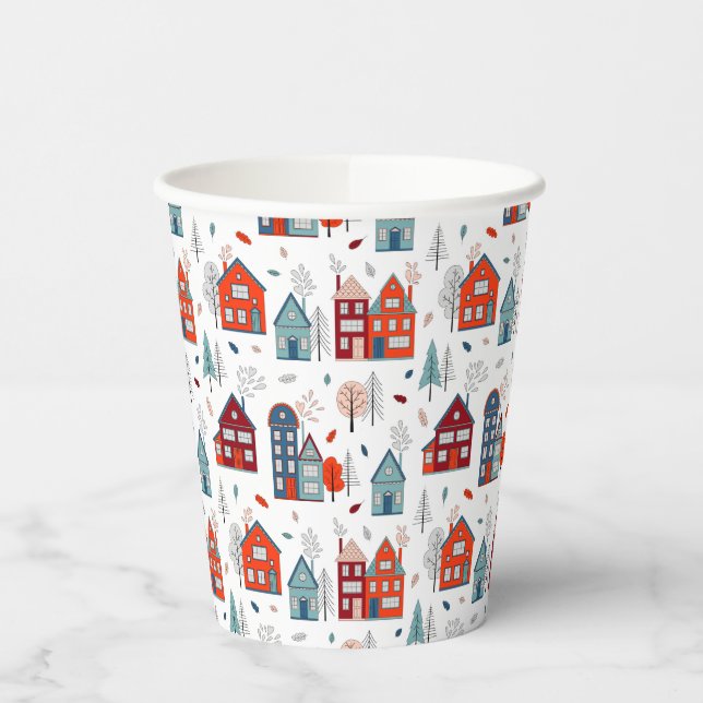 Gobelets En Papier Motif d'art populaire de la Maison scandinave (Gauche)
