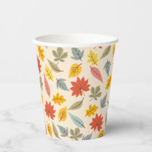 Gobelets En Papier Motif d'automne feuille colorée