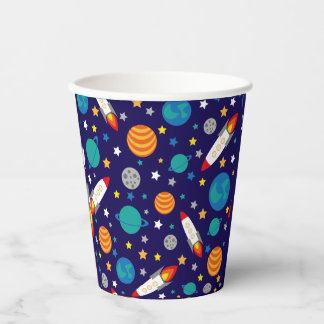 Gobelets En Papier Motif d'aventure spatiale colorée - Rockets, P