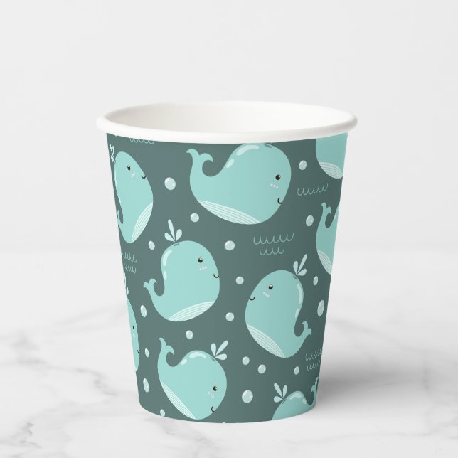 Gobelets En Papier Motif de baleine mignonne sur Anniversaire de enfa (Recto)