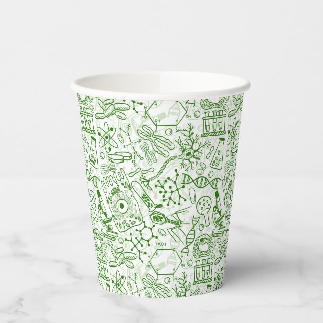 Gobelets En Papier Motif de biologie verte (Gauche)