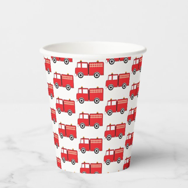 Gobelets En Papier Motif de camion-feu rouge (Recto)