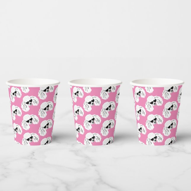 Gobelets En Papier Motif de caniche mignon rose (Multi)