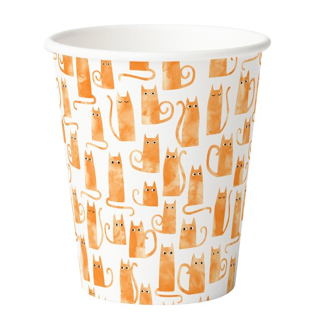 Gobelets En Papier Motif de chat orange amusant (Fun Orange Ginger Cats party paper cup)