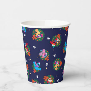 Gobelets En Papier Motif de couronnes de Noël de la rue Sesame