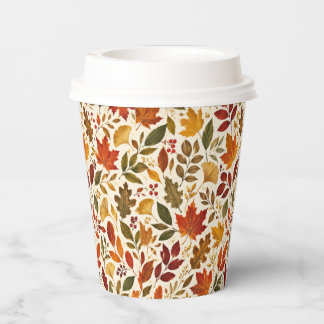 Gobelets En Papier Motif de feuilles d'automne