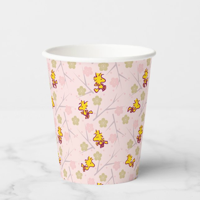 Gobelets En Papier Motif de fleurs de cerisiers roses Woodstock (Recto)