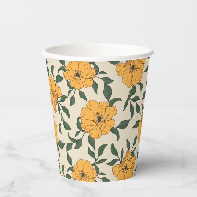 Gobelets En Papier Motif de fleurs de crapaud orange (Recto)