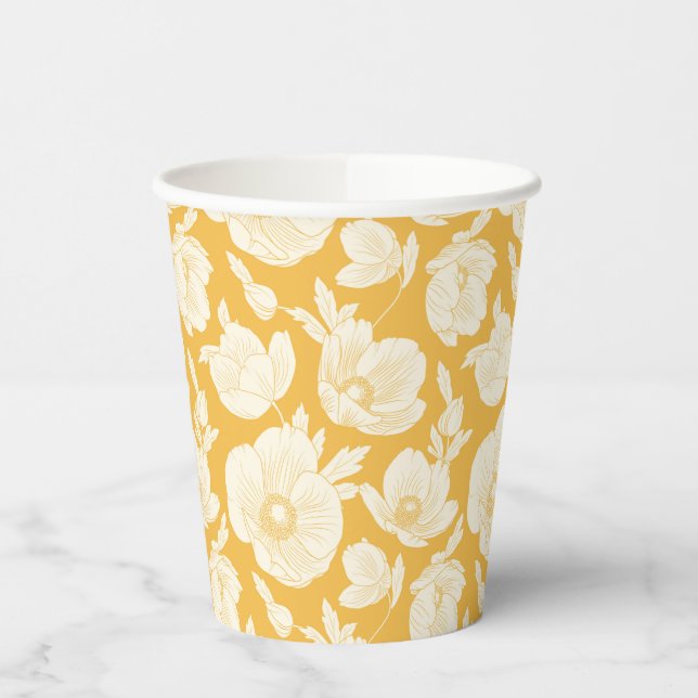 Gobelets En Papier Motif de fleurs d'or (Gauche)