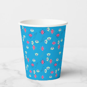 Gobelets En Papier Motif de la coccinelle, du Bruant et du visage ani