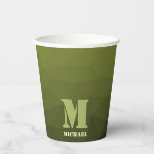 Gobelets En Papier Motif de maille géométrique olive vert de l'armée
