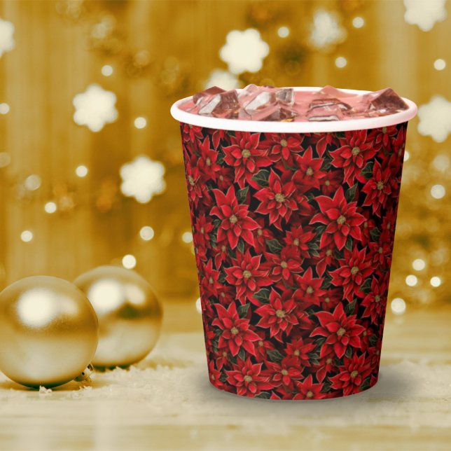 Gobelets En Papier Motif de Noël des Fêtes Rouges (Créateur téléchargé)