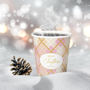 Gobelets En Papier Motif de Noël en or rose #28 ID1009