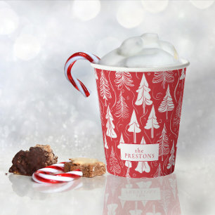 Gobelets En Papier Motif de Noël rouge #6 ID1009
