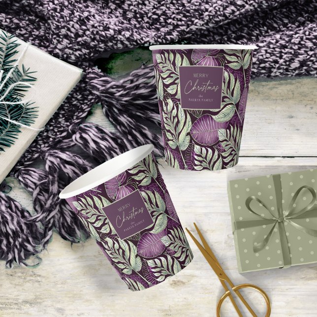 Gobelets En Papier Motif de Noël vert violet #29 ID1009 (Créateur téléchargé)
