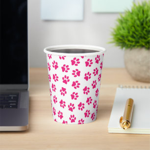 Gobelets En Papier Motif De Pailles, Paniers De Chien, Pailles Roses