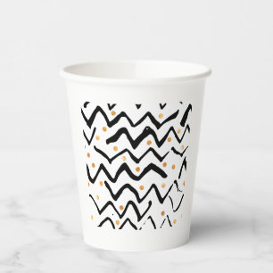Gobelets En Papier Motif de pinceau noir