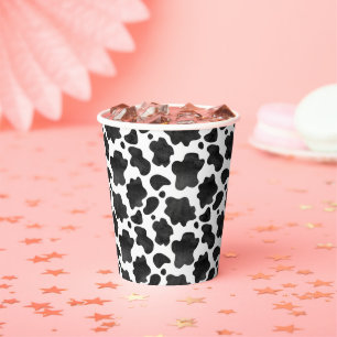 Gobelets En Papier Motif de points de vache Poster de animal noir et