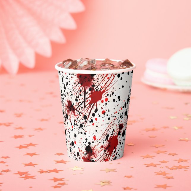Gobelets En Papier Motif de salissures rouges (Insitu)