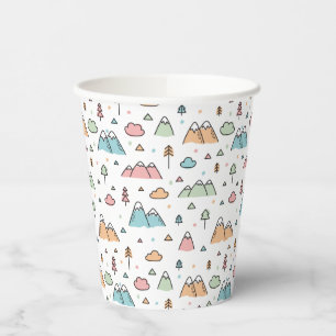 Gobelets En Papier Motif de scène de montagne à main mignonne