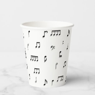 Gobelets En Papier Motif de symboles Black & White Music Notes