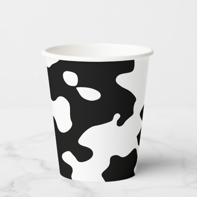 Gobelets En Papier Motif de vache noir et blanc  (Recto)