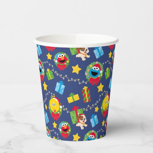 Gobelets En Papier Motif des lumières de Noël de la rue Sésame (Gauche)