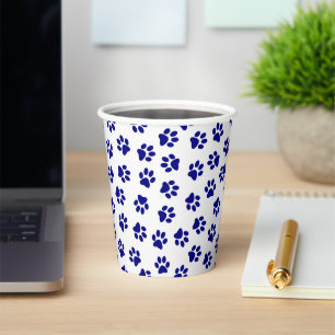Gobelets En Papier Motif Des Paws, Paws Chiens, Paws Bleus Marine