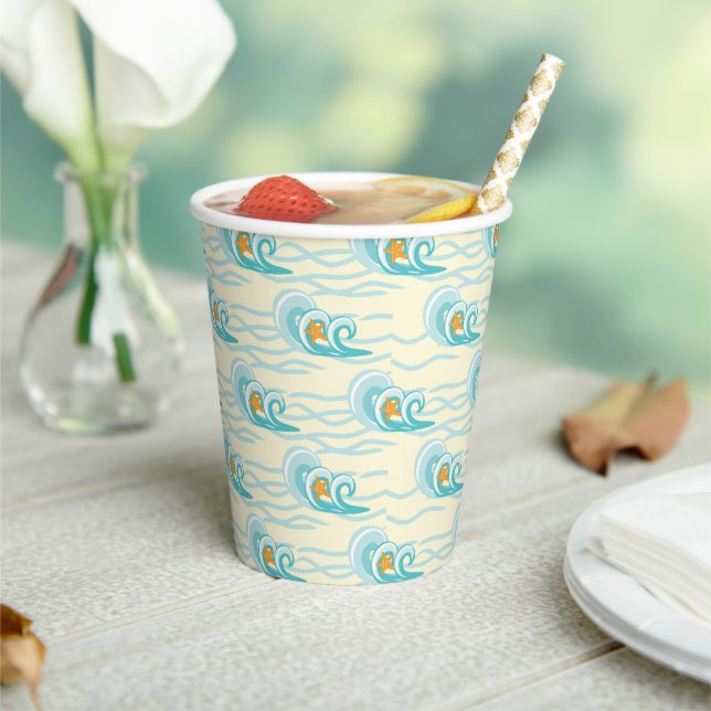Gobelets En Papier Motif des vagues douces (Insitu)