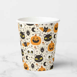 Gobelets En Papier Motif d'Halloween rétro