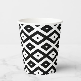 Gobelets En Papier Motif diamant noir et blanc