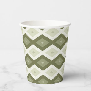 Gobelets En Papier Motif diamant vert olive