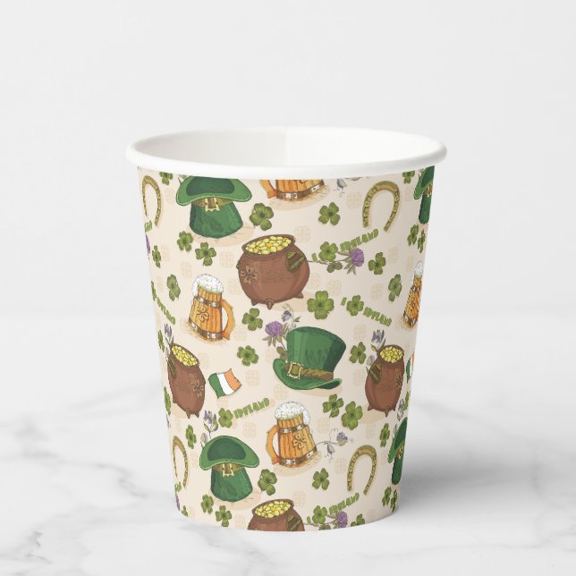 Gobelets En Papier Motif d'icône Irlande vintage (Gauche)