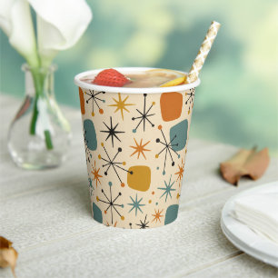 Gobelets En Papier Motif en étoile éclatée de style Mid Century Moder