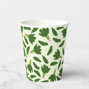 Gobelets En Papier Motif Feuille Green Spinach