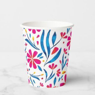 Gobelets En Papier Motif floral d'aquarelle