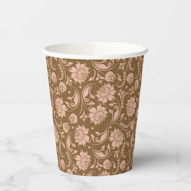 Gobelets En Papier Motif floral rose et Brown (Gauche)