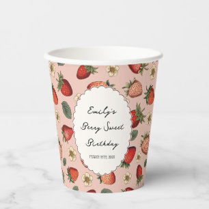Gobelets En Papier Motif fraise Vintage écriture manuscrite Berry Swe