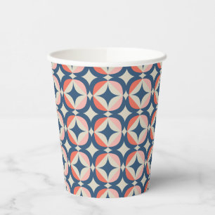 Gobelets En Papier Motif géométrique bleu et corail