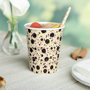 Gobelets En Papier Motif Glamour à pois rose et noir